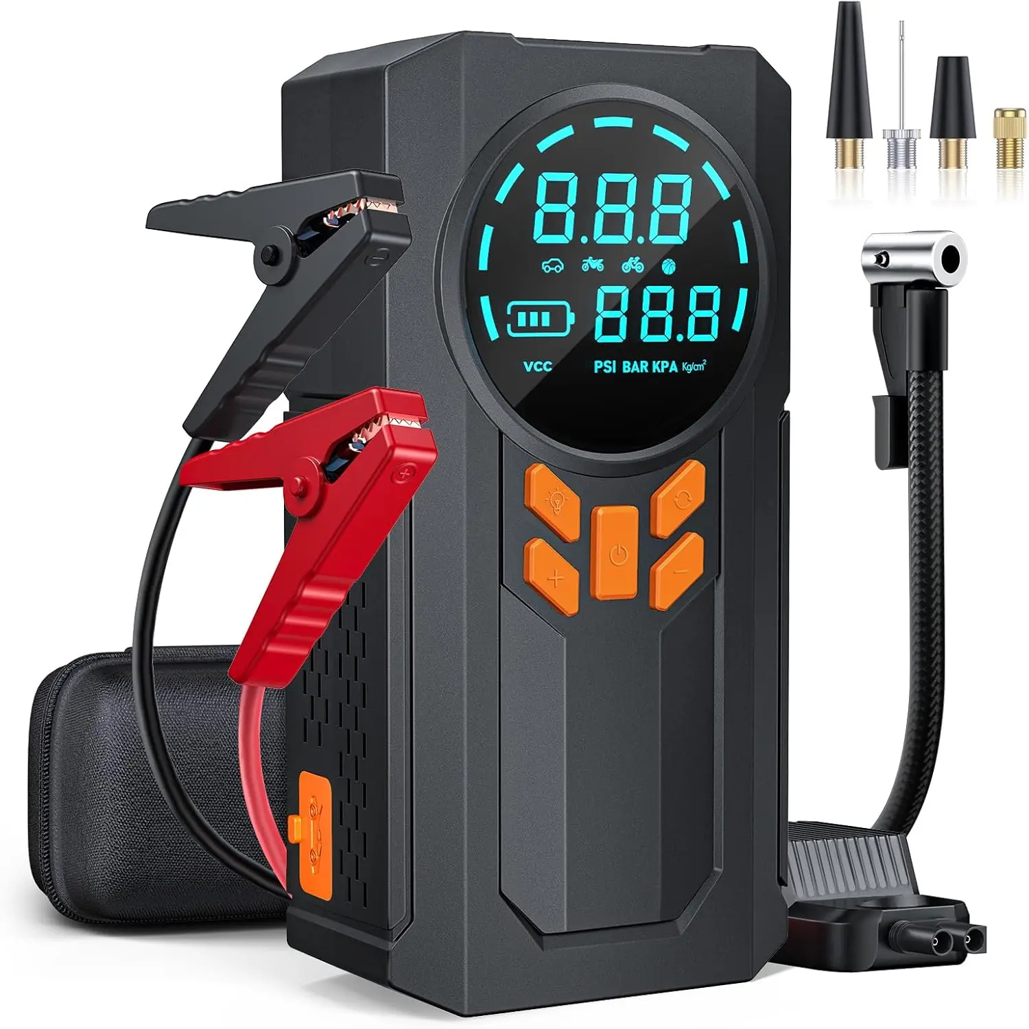 5000A Battery Jumper Starter Portable (9.0 Diesel), 12V Jump Box Car Battery Jump Starter with Smart Jumper Cables, Light, Display