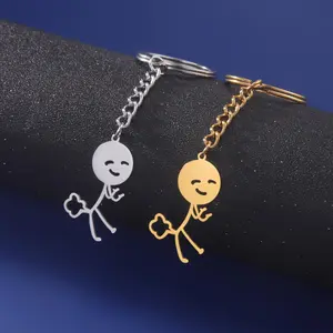 2025 Trend Farting Stickman Keychains Women Men New Funny Stainless Steel Bag Car Key Pendant Couple Trinket Gift Keyring