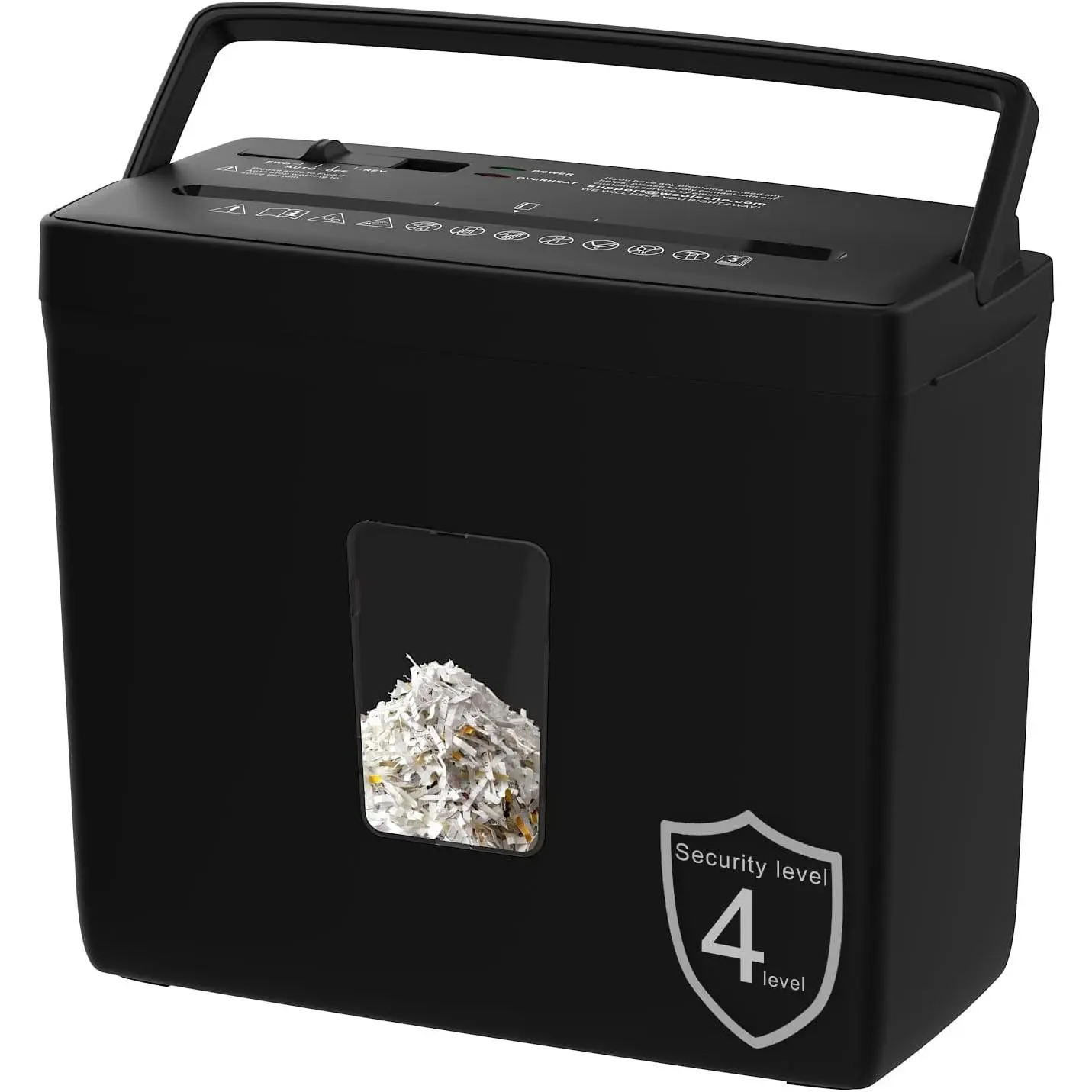 5-Sheet Small  Cut Paper Shredder Black | P-4 High , 4-Mode Anti-Jam, 2.38Gal Transparent Bin, Thermal Protection Compact  Office Shredder