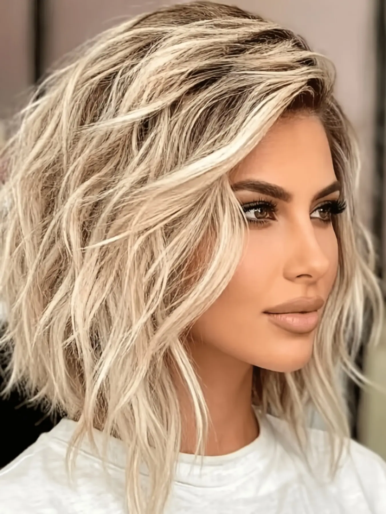 Real Human Hair Wig, Frontal Human Hair, 13x4 Lace Front, 14 Inch Wavy Blonde, 150 Density, Pre-Trimmed Fetus Hair, Suitable for Daily Wear, Women