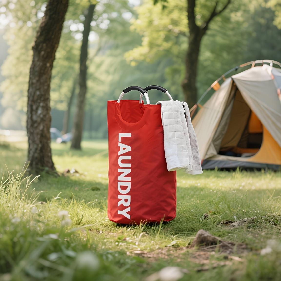 Extra Large Foldable Laundry Basket Hamper Bag (Aluminum Full Loop Handle) - Tall Collapsible Fabric Clothes Bin for Bedroom, Bathroom, College Dorm Storage, Closet Organization & Washing (Space-Saving Design)