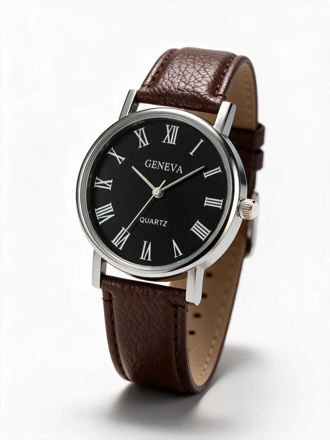 Geneva Simple Roman Numeral Quartz Watch, Unisex Ultra-Thin Leather Strap, Casual Business Watch, Perfect Gift for All Occasions, Quartz Analog Wristwatch