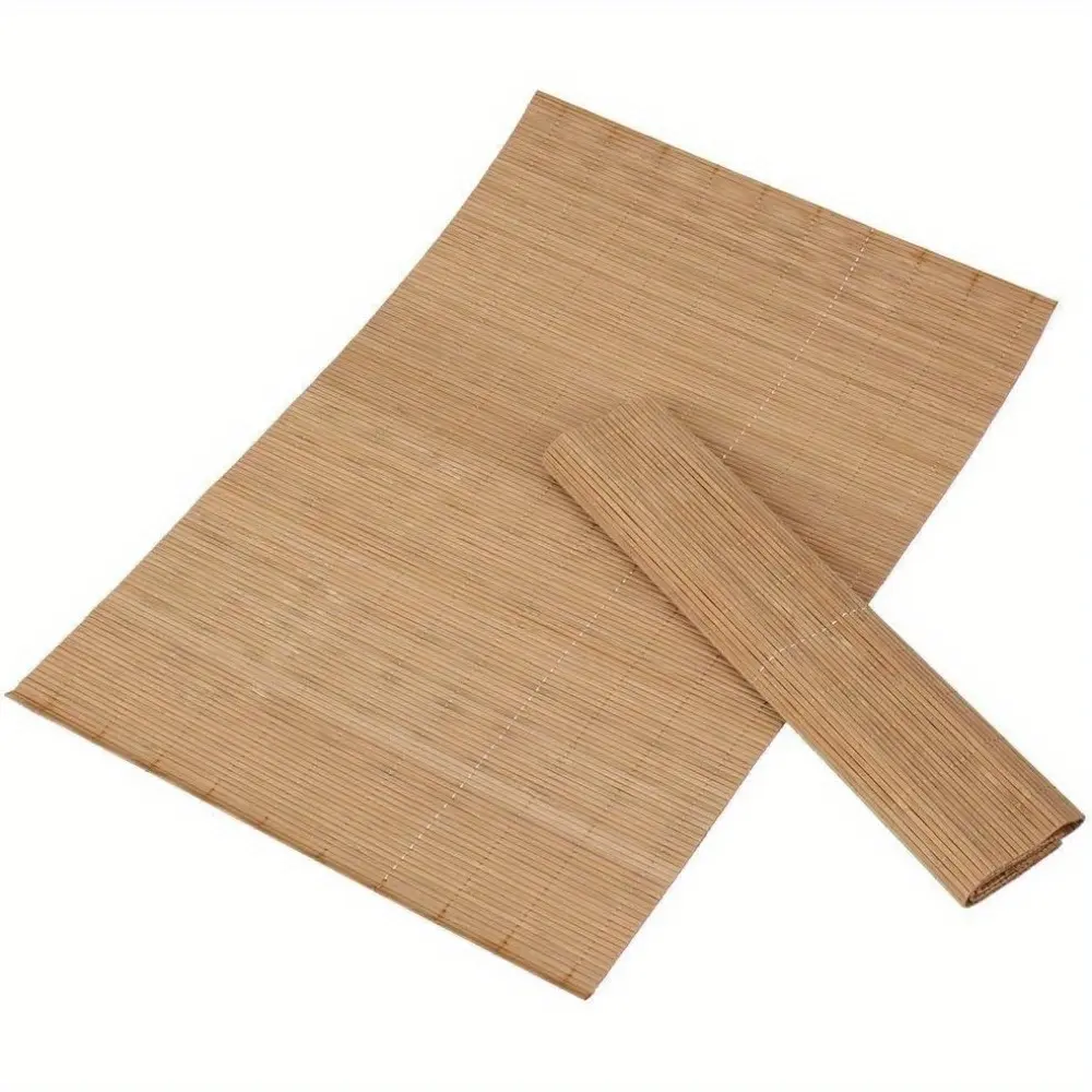 2PCS Placemat Dining Table Placemat, Heat-Resistant Place Mat Stain Resistant Anti-Skid Washable Bamboo Table Mat Placemat Kitchen Table mat (Carbonized Color)