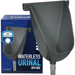 Waterless Urinal with Hose - UV Resistant Outdoor Plastic Urinal, Outdoor Toilet, Garage Urinal, Urine Diverter for Men Bathroom