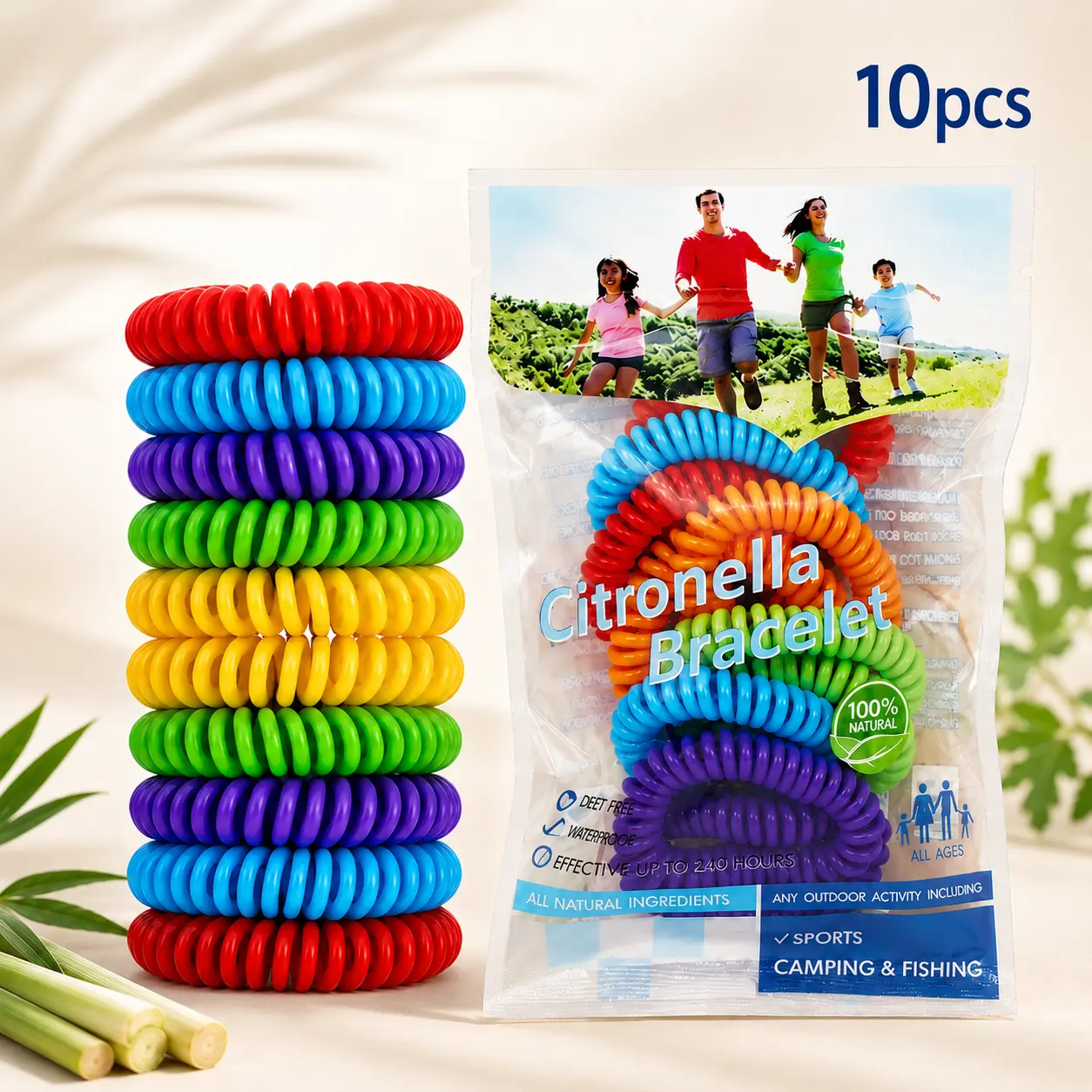 10PCS Mosquito Repellent Bracelets, DEET-Free Citronella Wristbands, Stretchy Outdoor Bug Repellent Bands for Camping & Hiking,Gothic,gift