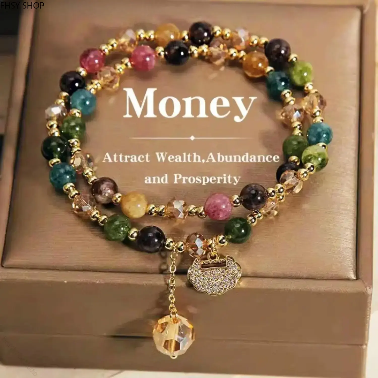 2026 Double Layer Rainbow Tourmaline Bracelet, Natural Stone Beaded Boho Jewelry with Longevity Lock Charm, Seven Colored Healing Crystal for Yoga & Daily Wear