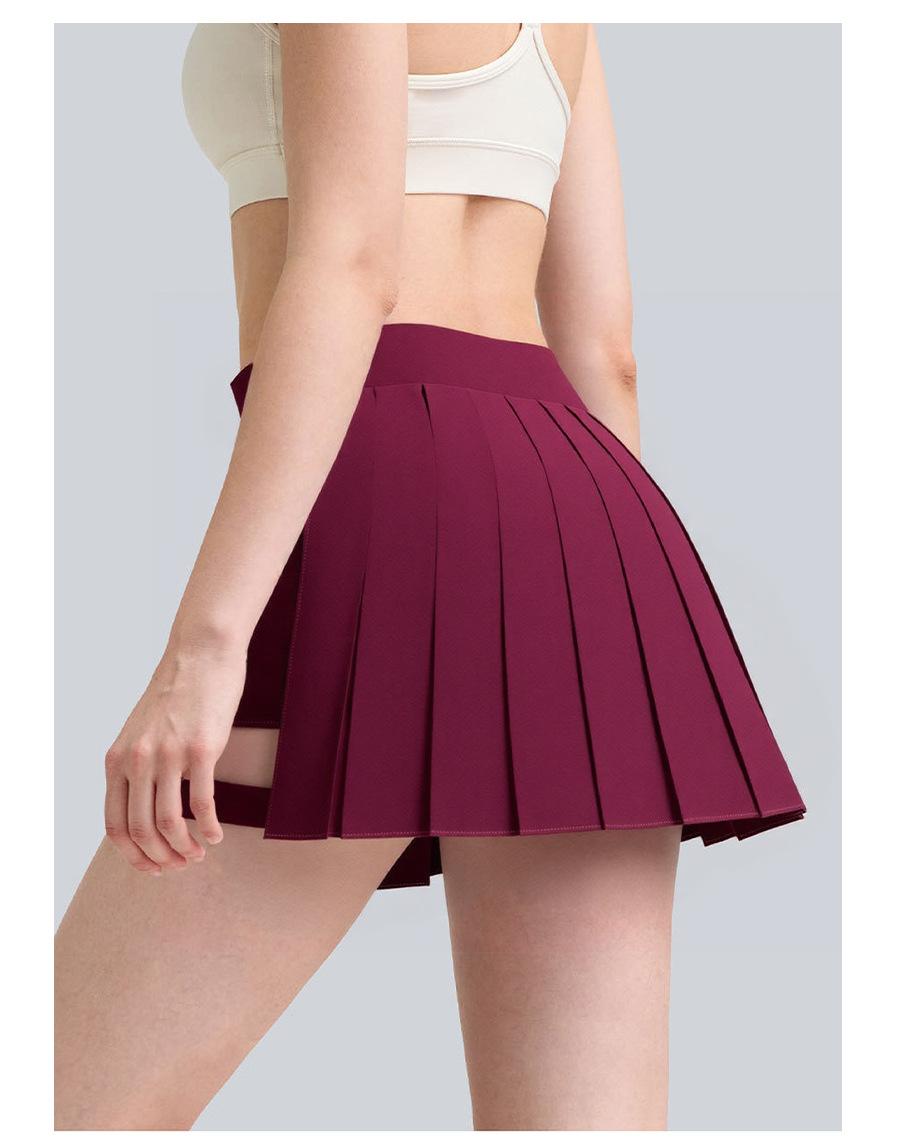 Breezeful High Waisted Pleated 2-in-1 Side & Pocket Asymmetric Hem Quick Dry Mini Dance Skirt Anti glare women's yoga clothes pleated skirt sports short skirt suitable for outdoor running tennis skirt,Daily outfit-02