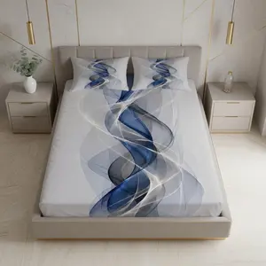Modern Art Sheer Fluid Fitted Sheet 3-piece Set (1 Fitted Sheet + 2 Pillowcases, No Inserts), Deep Pocket Design, Soft and Breathable Fabric, for Teens and Adults, Minimalist Couples, Master and Guest Rooms
