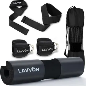 Squat Pad Set - Foam Barbell Pad for Squats Cushion, Lunges & Bar Padding for Hip Thrusts -Standard Olympic Weight Bar Pad,Gym Accessories for Women(Ankle Straps,Wrist Straps for Weightlifting)(Black) : Sports & Outdoors