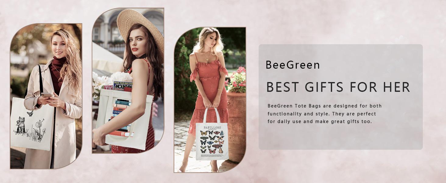 Flower Butterfly Aesthetic Canvas Tote Bag Large Capacity 12 oz Birthday Gifts Bag for Women Aesthetic Reusable Shopping Bag for Mom Teacher