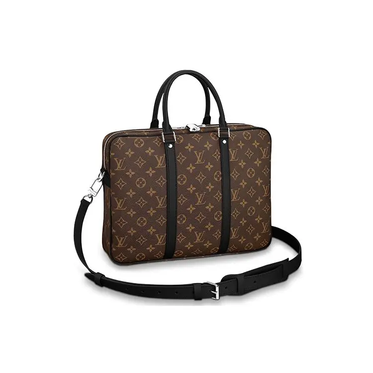 Louis Vuitton Classic Monogram Canvas Porte-Documents Voyage Men's Small Brown Laptop Bag - Luxe, Carry-All, Sturdy Women's Crossbody Shoulder Handbag, Luxe Women's Handbags, Carry-All Women's Handbags
