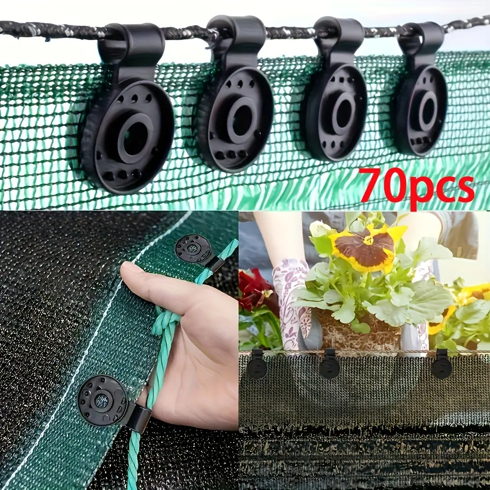 70pcs Heavy Duty Black Plastic Grommet Clips - for Windproof Locking Fixing Of Greenhouse And Awning Fabrics, Durable Garden Clips for Outdoor Vertical Fixing - Ideal Gift for Gardeners
