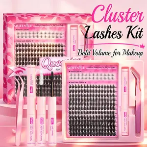 DIY Lash Extension Kit, 80D Spiky Manga Cluster Lashes, D Curl Wispy Cat Eye False Eyelashes, 10-18mm Volume, Beginner At-Home Use