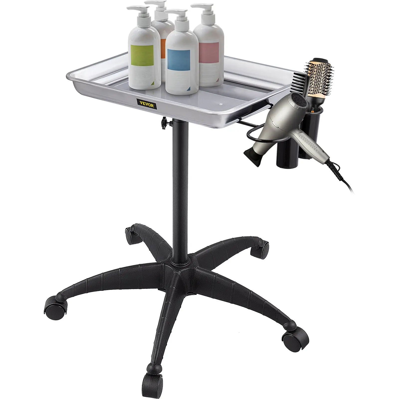 【DealsForYouDays】VEVOR Mayo Stand Medical Tray, Height Adjustable Stainless Steel Salon Tray Easy Assemble Tattoo Cart Lab Tray with 2 Cups 1 Metal Ring for SPA Clinic Personal Care Lab Hospital Dentistry, Silver