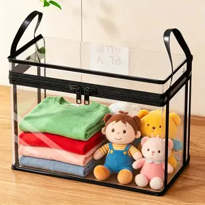 PVC Rectangle-Shaped Large Thick Plastic Storage Bin with Hinged Lid - Heavy-Duty Stackable Organizer for Home, Camping, Rectangle Shaped Body Collapsible Multifunctional Bins Weatherproof Lockable Delivery Box