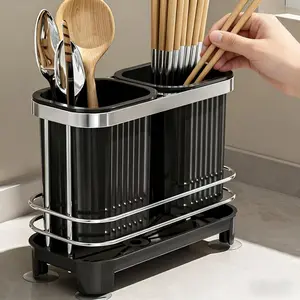 1 Set Cutlery Drainer Rack, Self-Draining Chopstick Spoon Organizer, Home Kitchen Countertop Utensil Tray, Durable Design