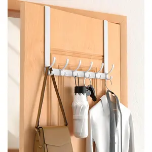 Long Over The Door Hooks Hanger with 15.75" Arms for Easier Access by Shorter, Heavy Duty Door Hanger for Coat, Fits Standard 1 3/8'' Doors, Towel Racks for Bathroom, White
