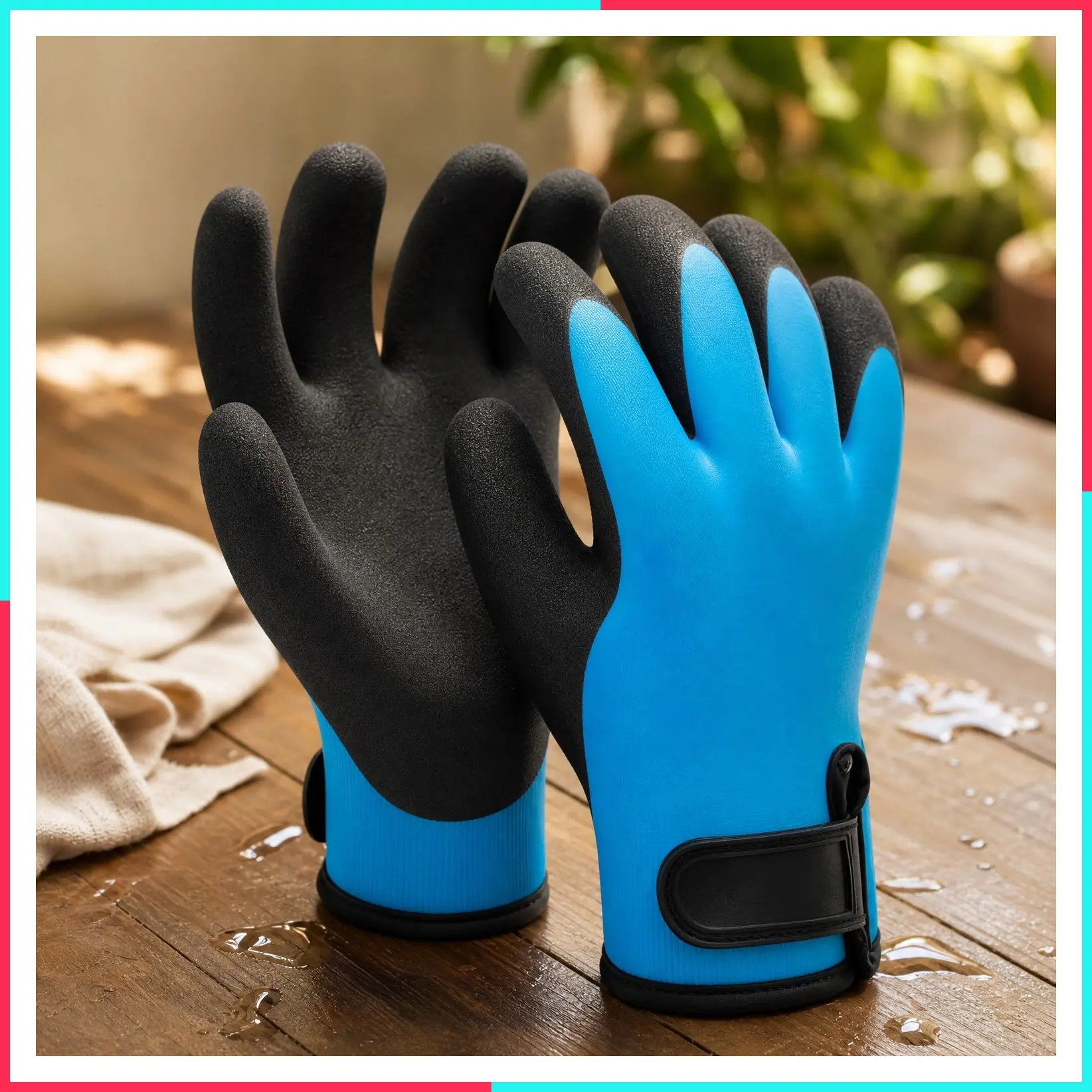 100% Waterproof Winter Work Gloves, Thermal Insulation with Grip, Touchscreen, Freezer Work for Men and Women, Cold Weather Outdoor Tasks, Blue, Large