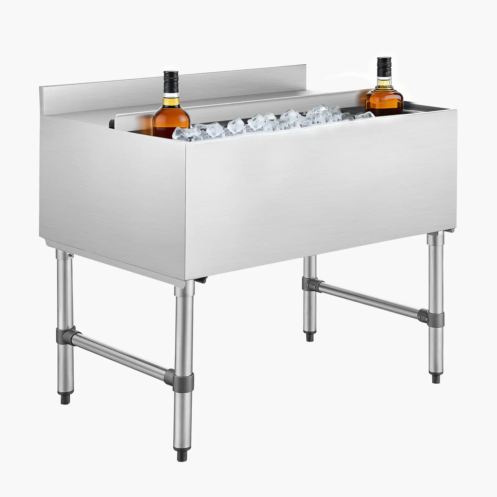 Commercial Ice Bin, 134.7 Qt Max Capacity, 36x 24x 33 Inch Stainless Steel Ice Chest with Sliding Lid, 24H Long-Lasting Insulation, Cooler Cart Cocktail Unit for Bar Restaurant Pub, NSF