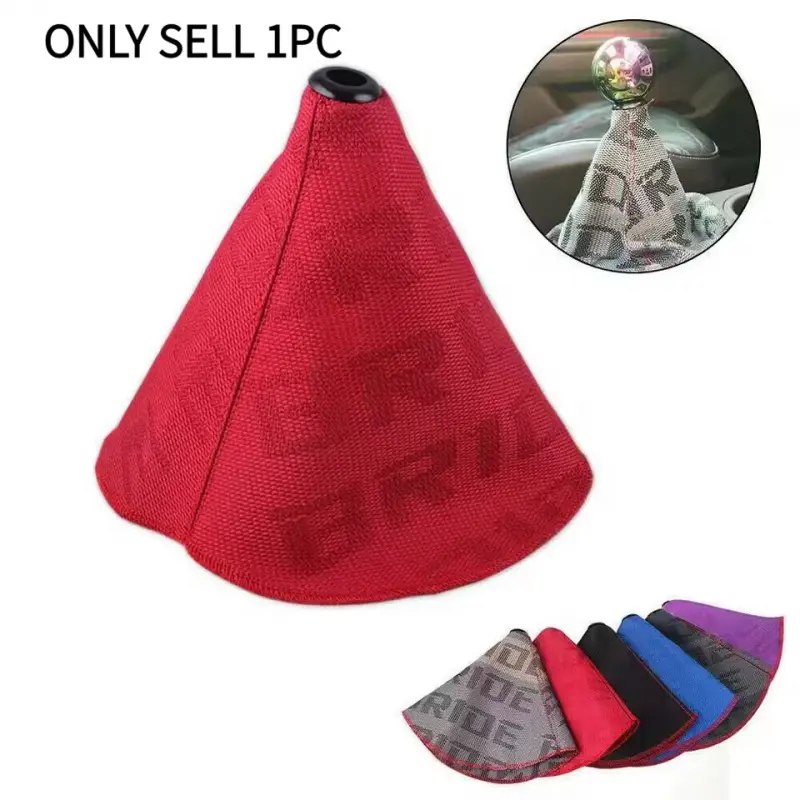 Car Shift Boot Cover, Fabric Shifter Lever Knob Boot Dustproof Cover with Stitch, Manual Automatic Speed Shifter Boots Gear Gaiter for Most Vehicles, Car Accessories Automotive (Red)