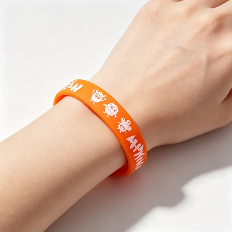 Spooky Halloween Pattern Silicone Wristbands, Kids Trick Or Treat Party Toy Bracelets, Halloween Carnival Giveaways, Boys Girls Holiday Birthday Exchange Gift Supplies