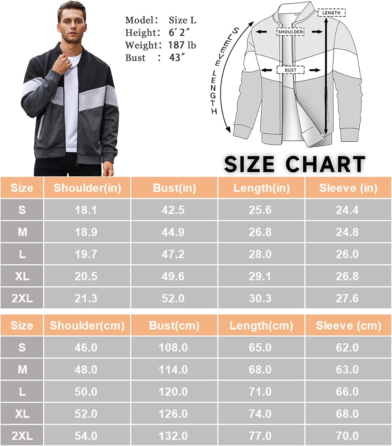 Zaitun Men's Lightweight Bomber Jacket Classic Varsity Coat with Full Zipper & Ribbed Hem for Spring & Fall Casual Wear Zaitun Men's Lightweight Bomber Jacket Classic Varsity Coat with Full Zipper & Ribbed Hem for Spring & Fall Casual Wear