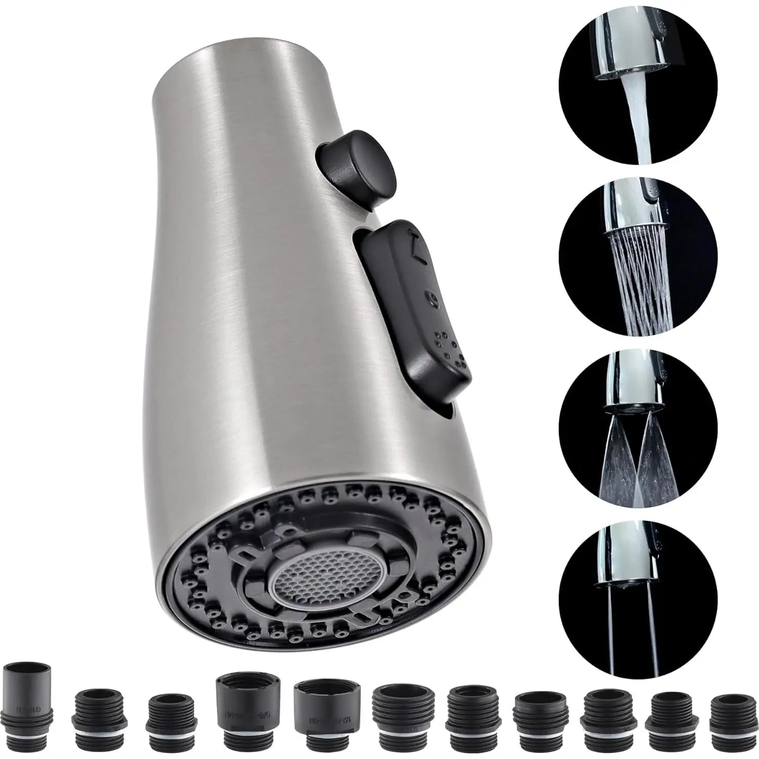Kitchen Faucet   4 Modes, Pull Down Faucet Sprayer  Nozzle Kitchen Sink Faucet  with 11 Adapters (Nickel)