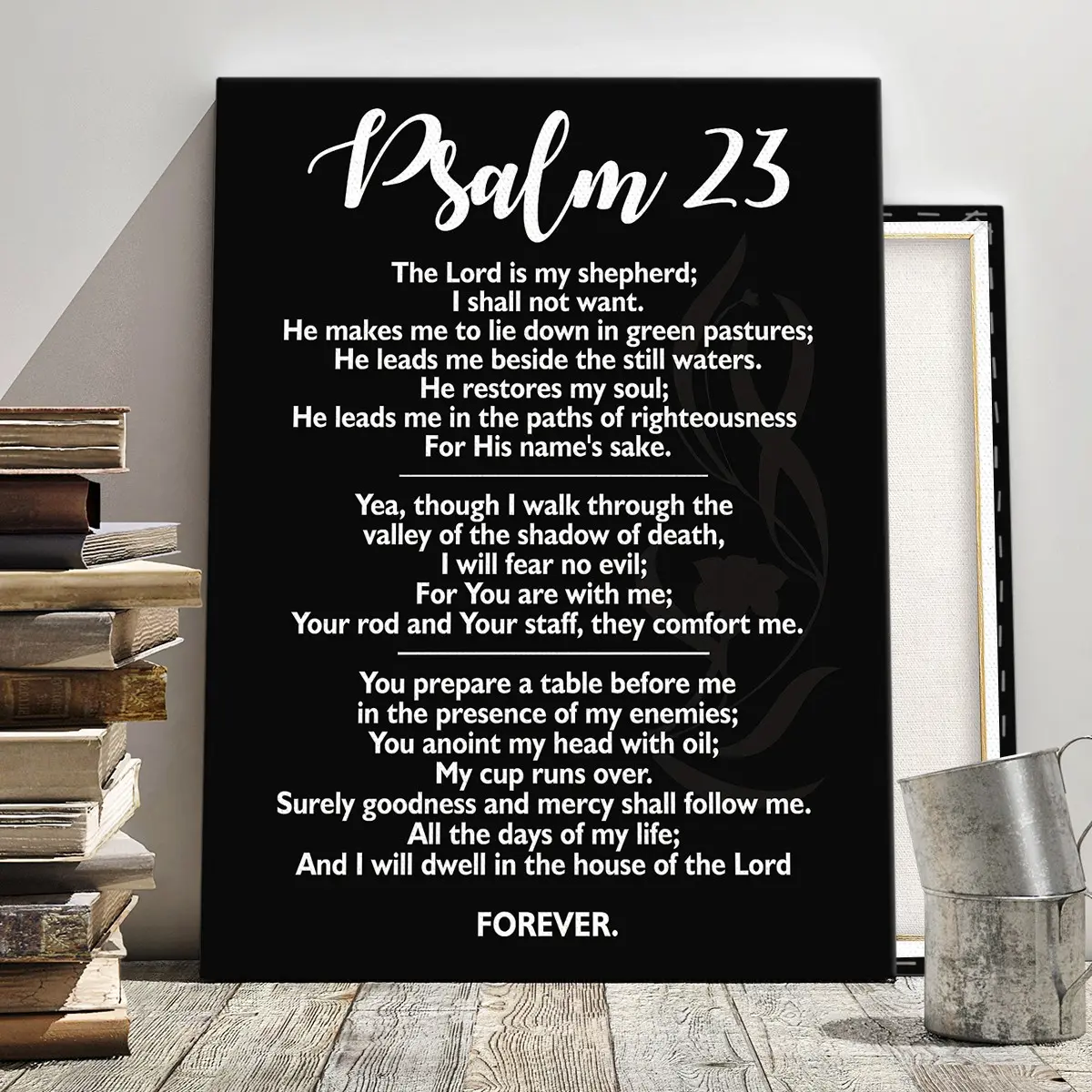 Wood Frame Canvas Poster, Psalm 23 Bible Verse Text, Modern Home Decor, High Definition, Waterproof, Odorless, Universal Setting