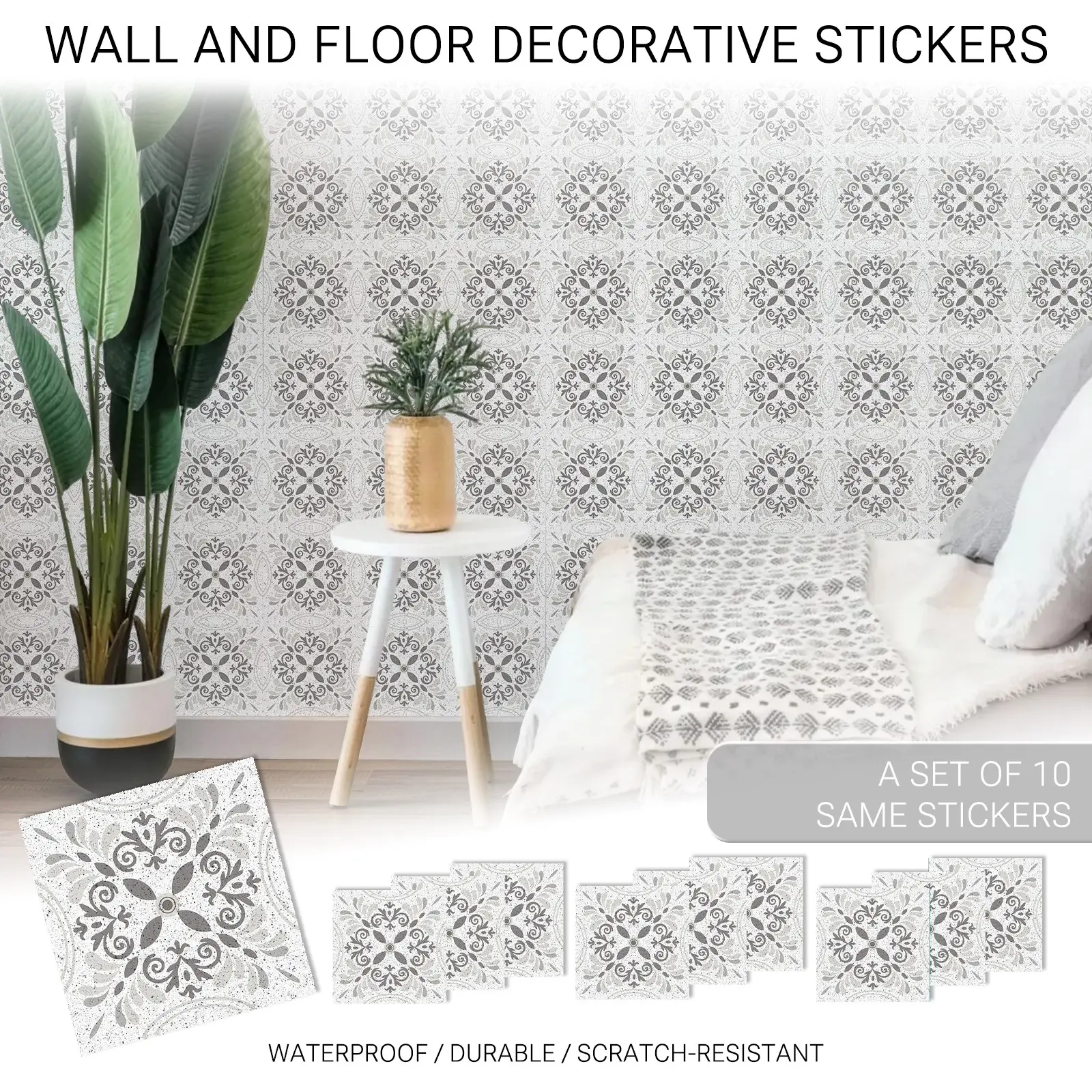Vintage European Pattern Vinyl Stickers, 10 Sheets 7.87x7.87 Inch, Waterproof, Scratch-Resistant, Removable, Home Decor, Kitchen & Bathroom