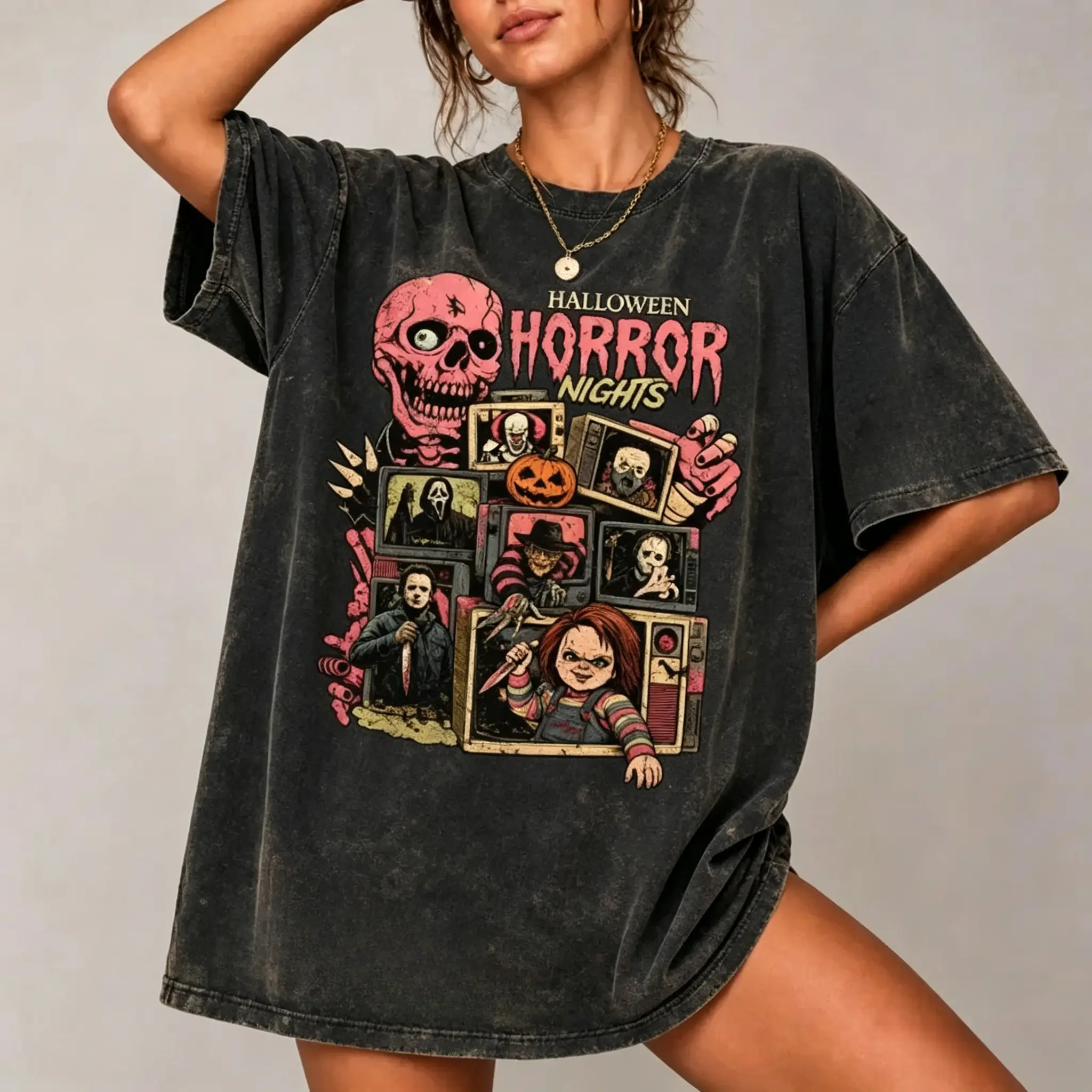 Vintage 90s Halloween Horror Nights Shirt, Horror Movie Characters Tee, Retro Horror Fan Shirt, Spooky Season Tee, Halloween Party Shirt