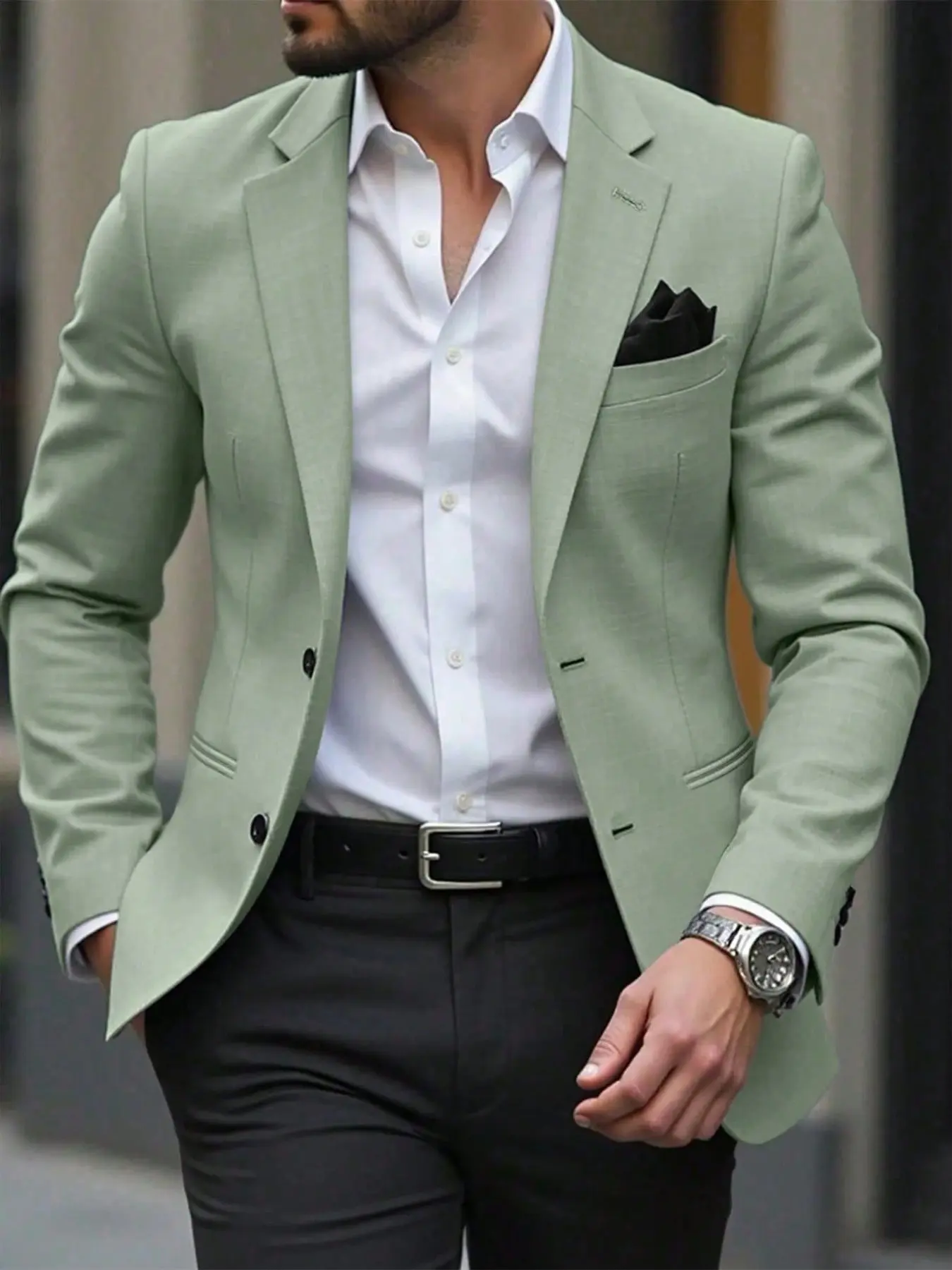 Men's Blazer Coat, Fashion Solid Color, Fabric, Suitable for Casual Business, Wedding Party, Dinner, Streetwear, Long Sleeve, Fitted, Spring & Fall