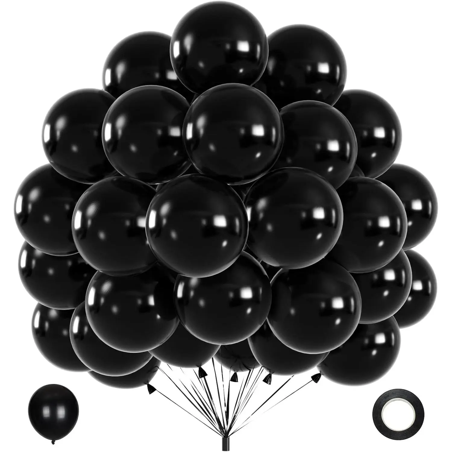 40pcs Black Balloons, 12inch Helium Quality Black Latex Balloons