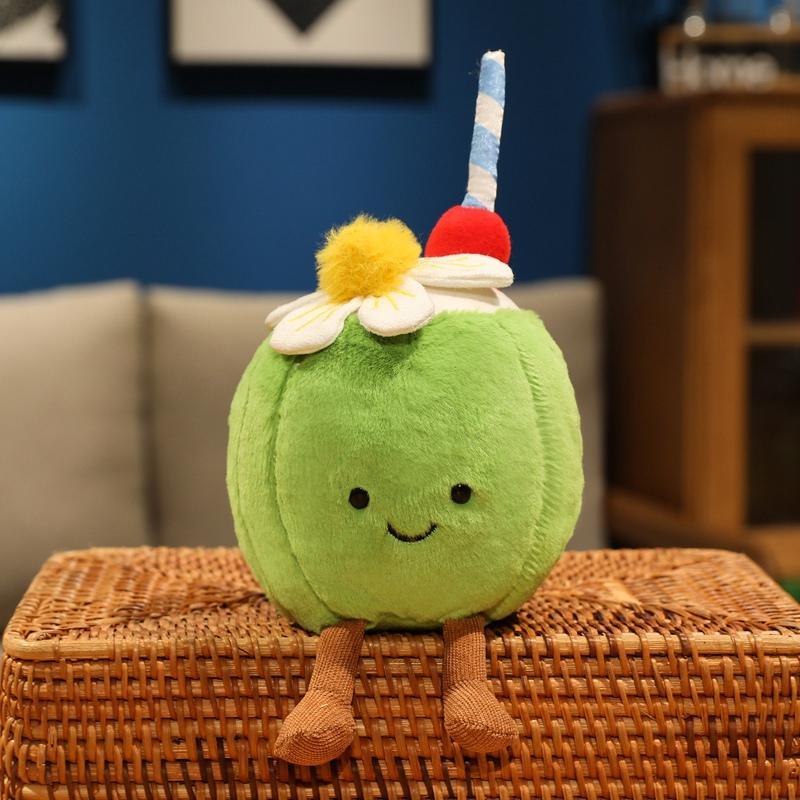Cute Coconut/ Lemon Juice Soft Adorable Stuffed Plush Toy, 1 Count Lemonade/ Coconut Juice Plush Doll, Birthday Gift, Home Decoration