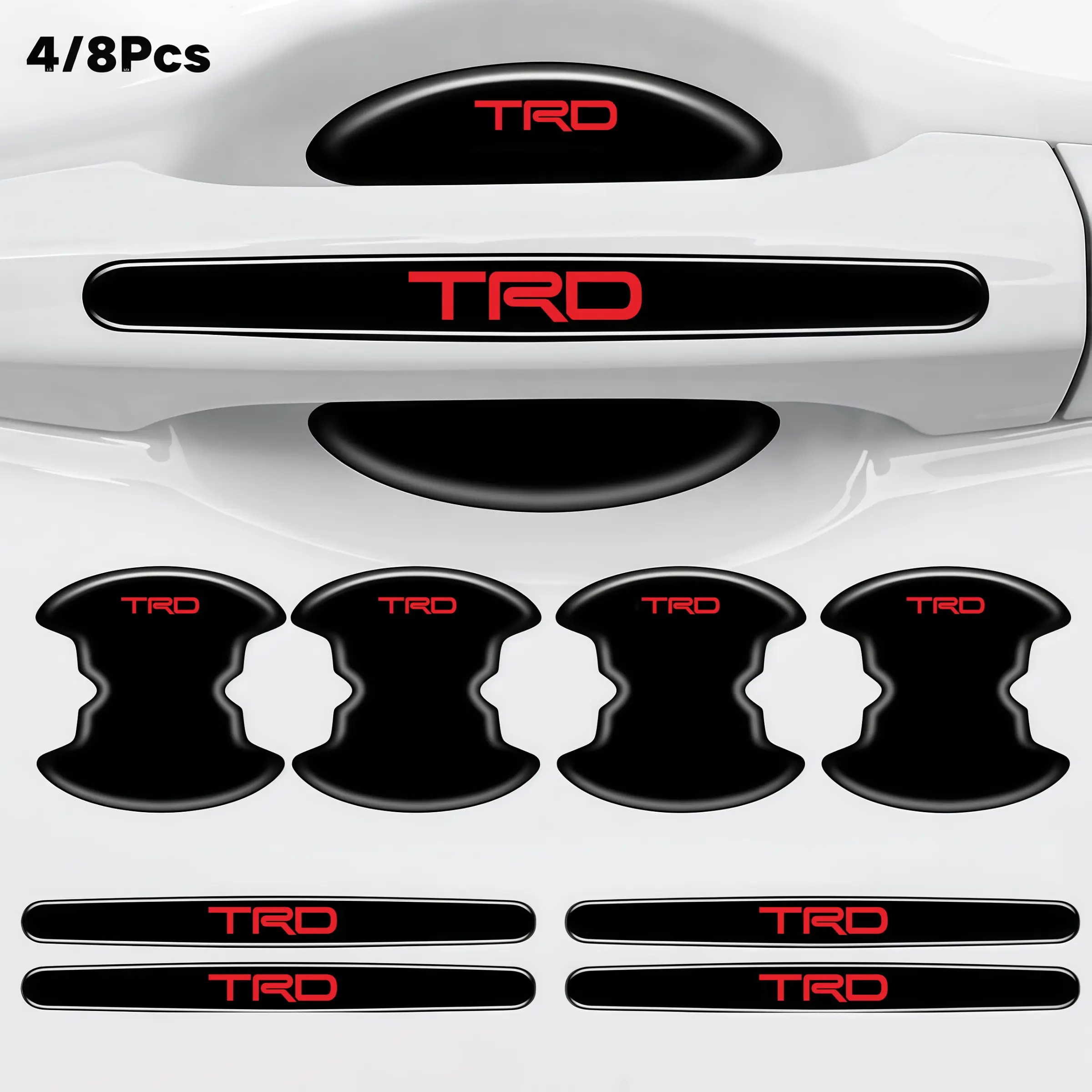 4/8pcs Car Door Handle Bowl Anti-Scratch Stickers, Protective Decals for Toyota Trd Rav4 Ch-R 4runner Tundra Tacoma, Auto Interior Accessories