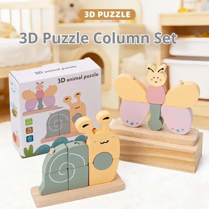 3D Stereoscopic Arch Blocks, Puzzle Game Toy, Animal Theme, Snail, Butterfly Elements Educational Toy