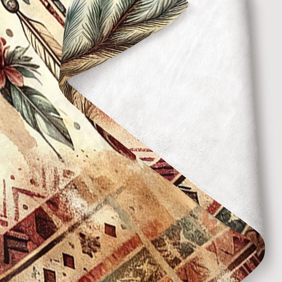 Native American Pattern Blanket, Soft Warm Throw Blanket, Double Sided Air Conditioning Blanket, Warm Nap Blanket for Home Office Travel Camping