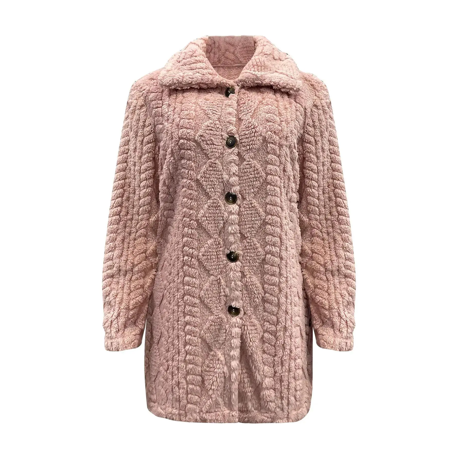 Lapel Jacquard Plaid Velvet Coat for Women, Single Button Long Sleeve Warm Outerwear Design, Autumn Winter Elegant Cold Weather Layering Piece, Luxe Heritage Style Trending Now, Refined Statement Jacket
