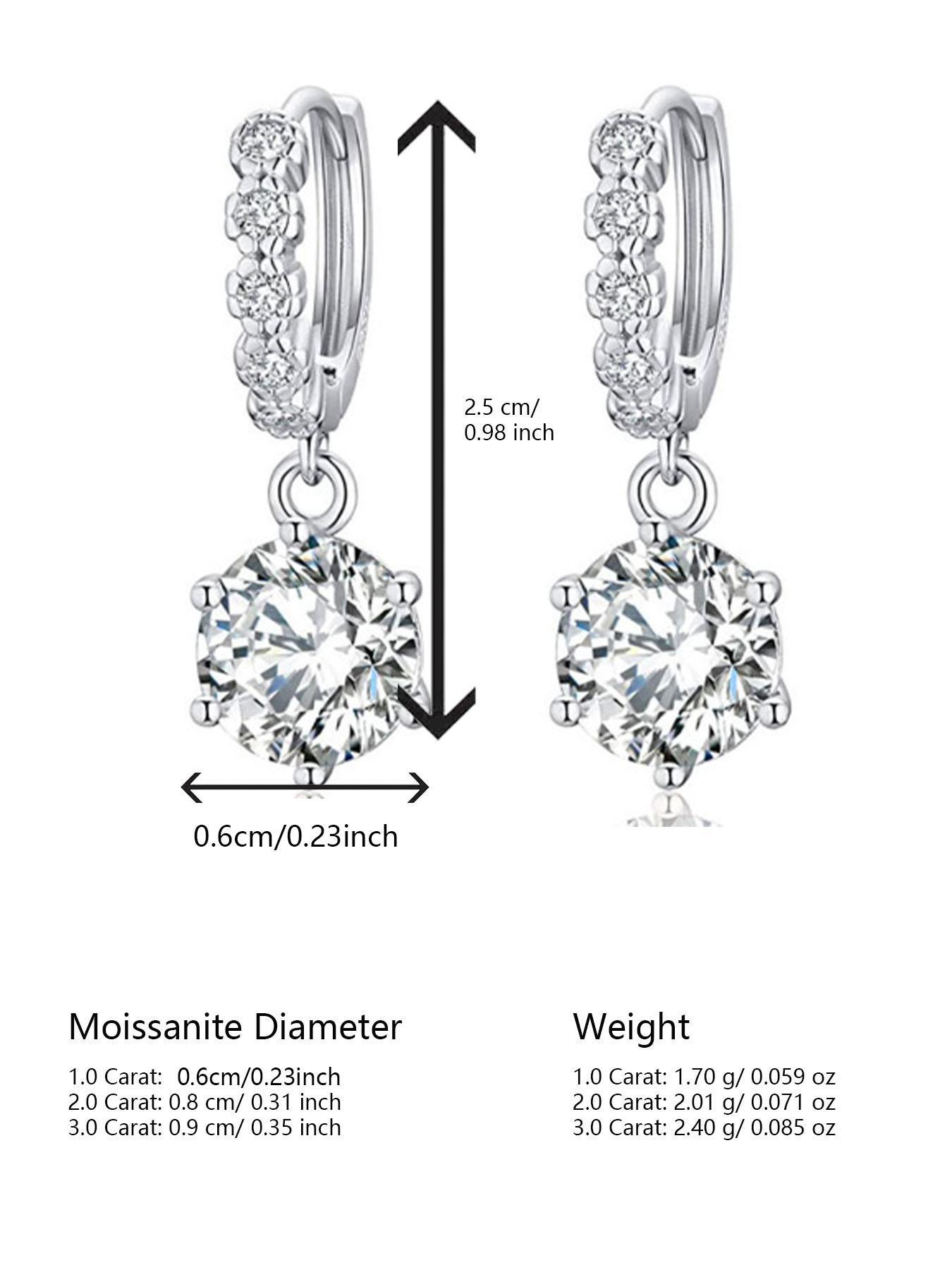 S925 Sterling Silver Synthetic Moissanite Decorated Earrings, Luxury Fashion Jewelry for Party, Daily Clothing Decor, Trendy All-match & Exquisite Jewelry for Birthday Gift