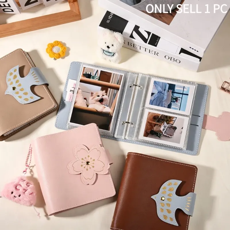 Loose Leaf PU Leather Photo Storage Album, Cute Kpop Idol Photocard Collect Holder for Star Card Collection