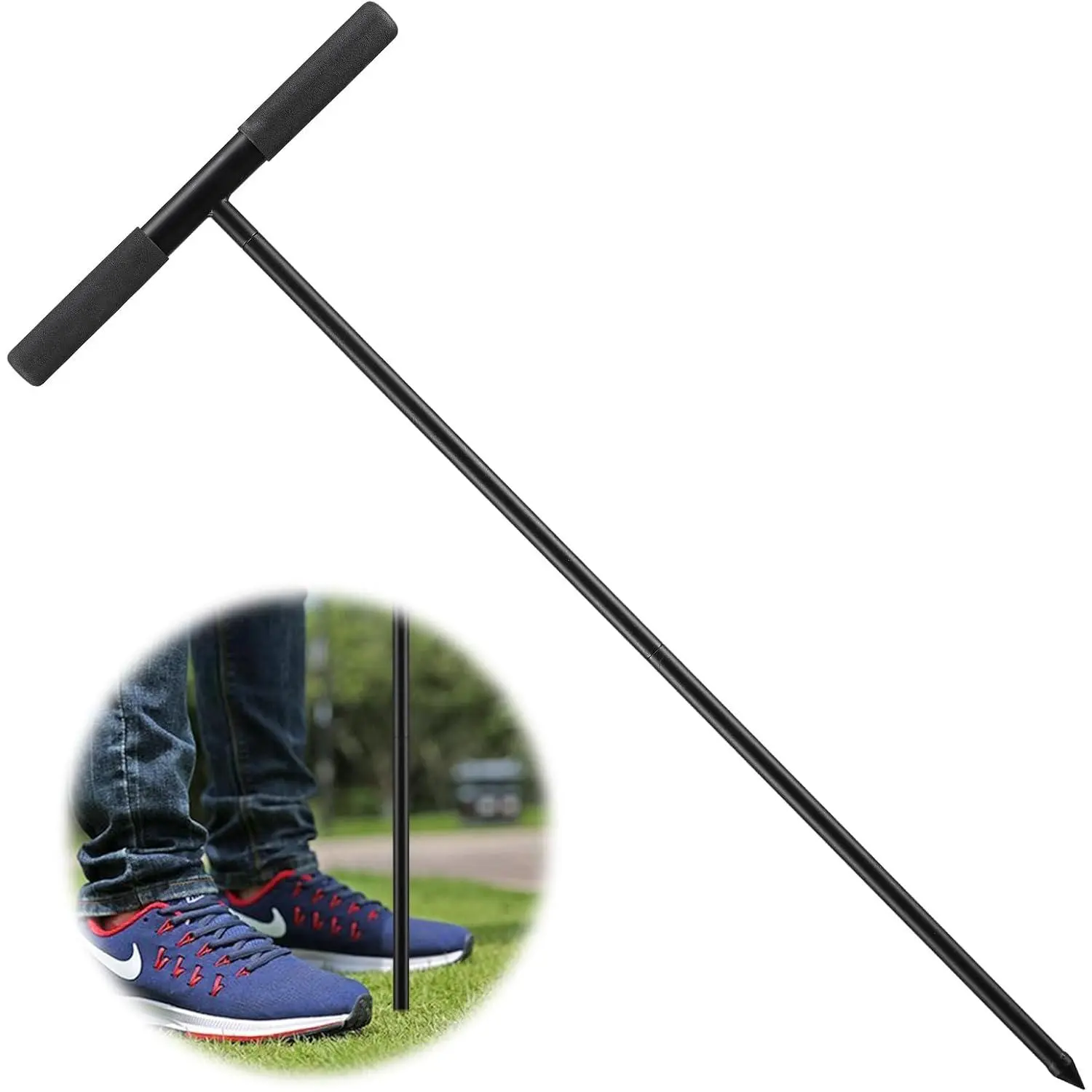 Soil Probe Rod, 48 Inch Metal Septic  Locator Tool Ground Probe Rod for Soil Compaction, Locating Underground Pipes and Gopher Runs, Gardening