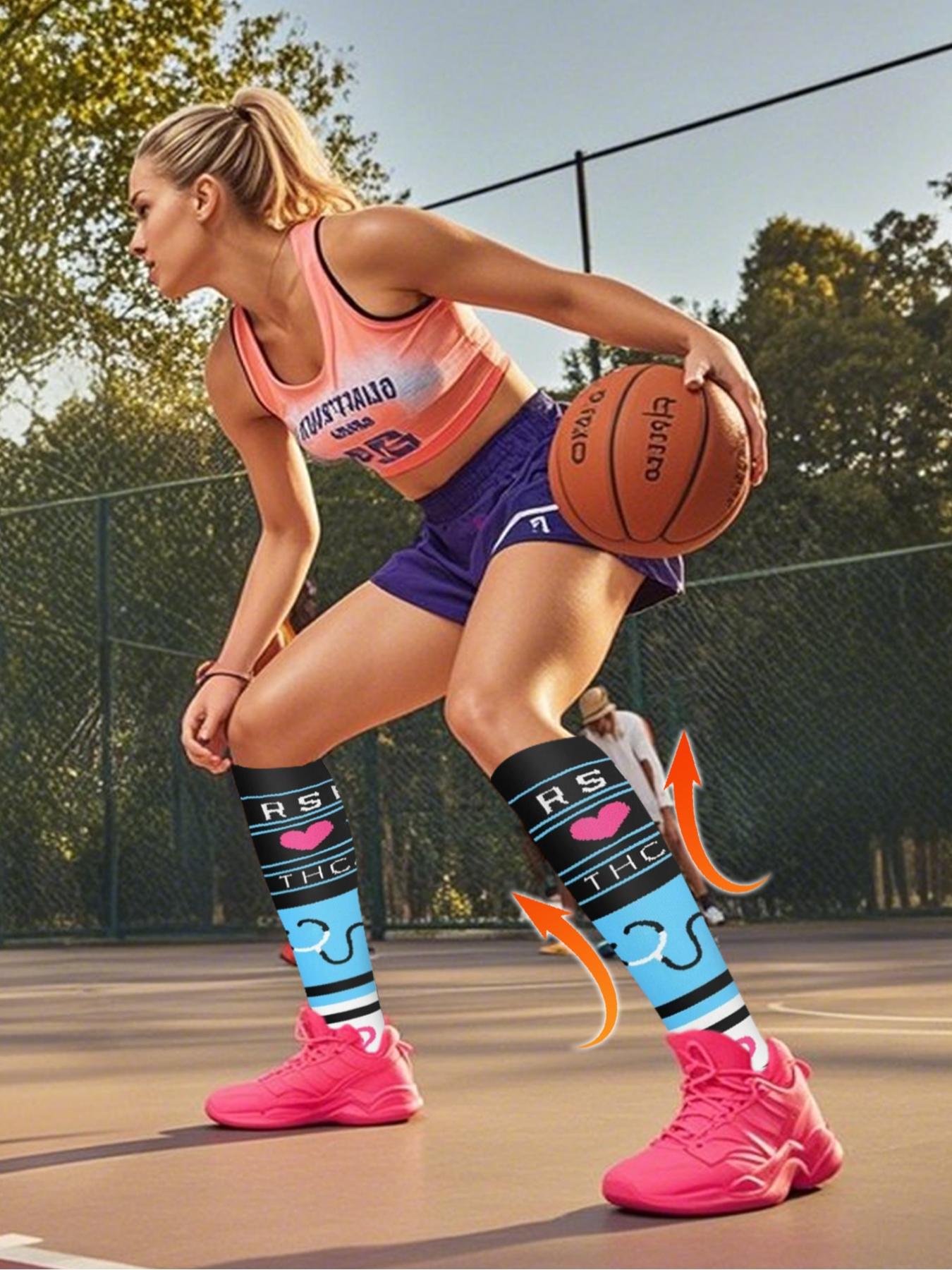 5 Pairs Of Men's and Women's Compression Socks Fit Wide Calf Men's and Women's Booster Socks for Circulation, Running, Nurses, Pregnant Women Support for Blood Circulation Various Colour Patterns Available, Casual Stylish Socks