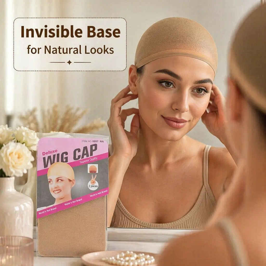 Wig Cap & Hair Net Combo Set (Seamless Elastic Wig Cap + Breathable Mesh Hair Net)