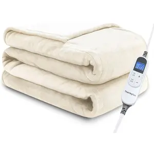Full Size 72"x84" Heated Electric Blanket with 10 Heating Levels 12 Time Settings 8 Hours Auto Off Fast Heating Overheat Protection ETL Certified Machine Washable Ivory
