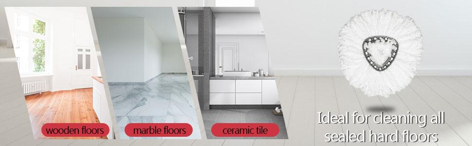 Spin Mop Replacement Head - 6 Pack EasyWring Mop Refills with Base Compatible with O-Cedar Triangle Spin Mop, Microfiber Mop Replace Head Easy Cleaning Floor Head Mop for Floor Cleaning mop floor