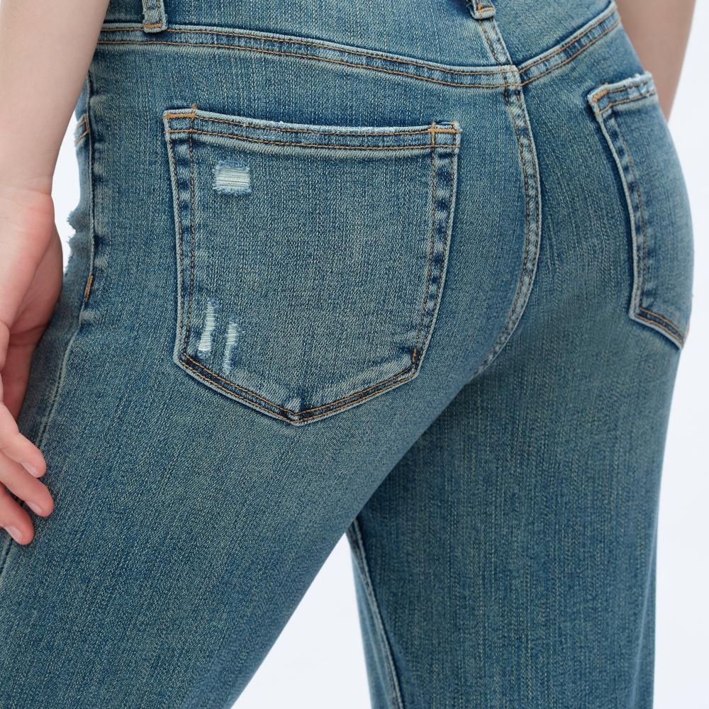 Women's Retro High-Waisted Flare Jeans with Belt Loops – Slim Fit Bootcut Denim Trousers, Casual Streetwear for All Seasons m&m