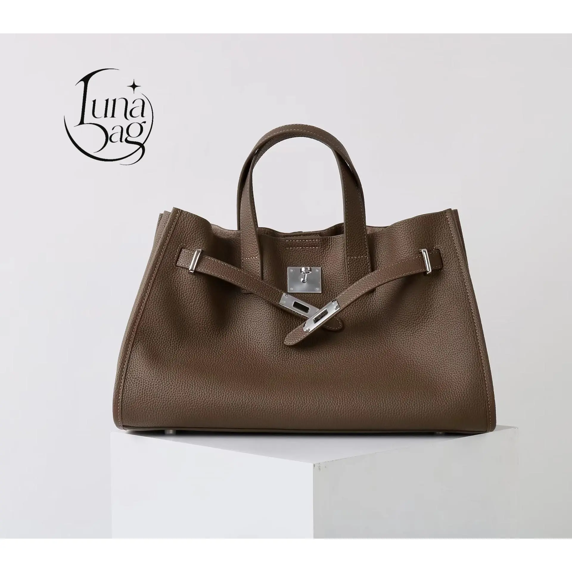 2026 New Genuine Leather Kelly Tote Bag, Large Capacity Elegant Commuter Handbag, Multi-Way Shoulder & Crossbody Purse for Women Water Resistant Rolling Laptop