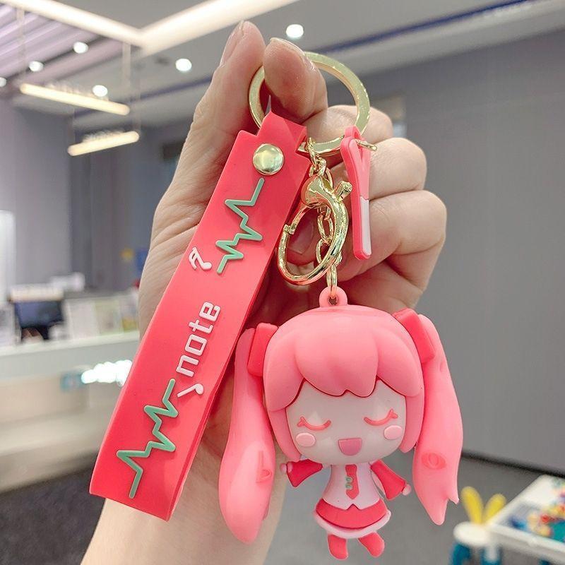 Hatsune Miku Silicone Keychain Kawaii Cartoon Figures Backpack Pendant School Bag Ornament Doll Keychain Toy Children's Gift