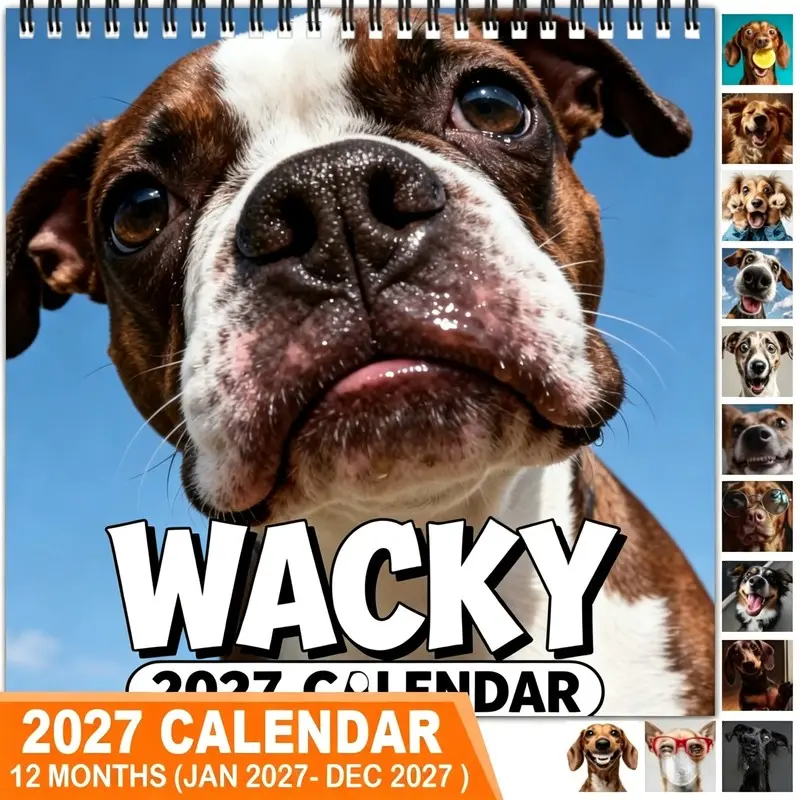 The 2027 wall-hanging calendar yearly planner includes pages for all 12 months, perfect for home or office. It's a great choice for Christmas and New Year gifts, featuring a cute and humorous aesthetic with stylish dog designs.