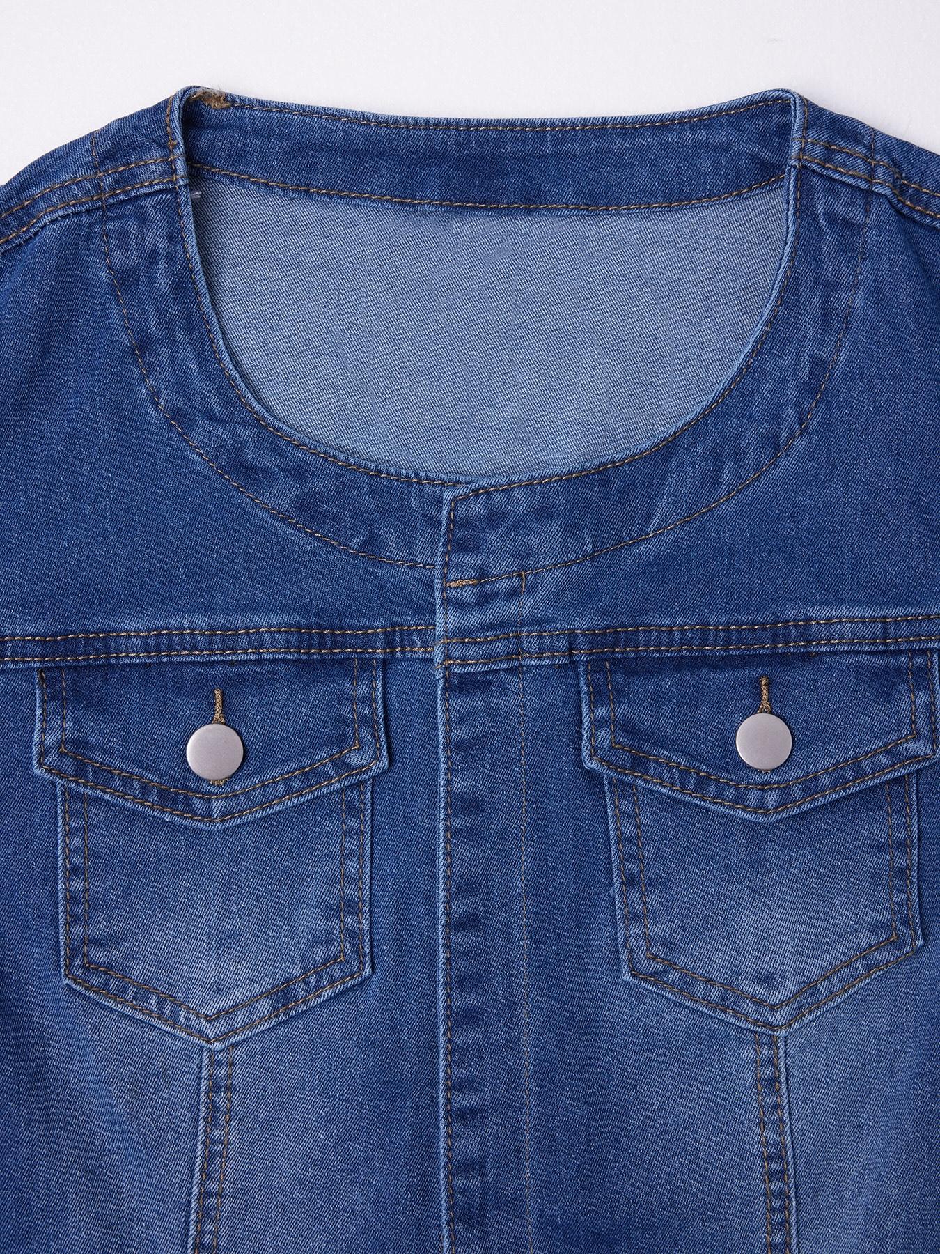 Women's Denim Jacket, Casual Long Sleeve Pocket Button Outerwear for All season, Ladies Clothes for Daily Wear