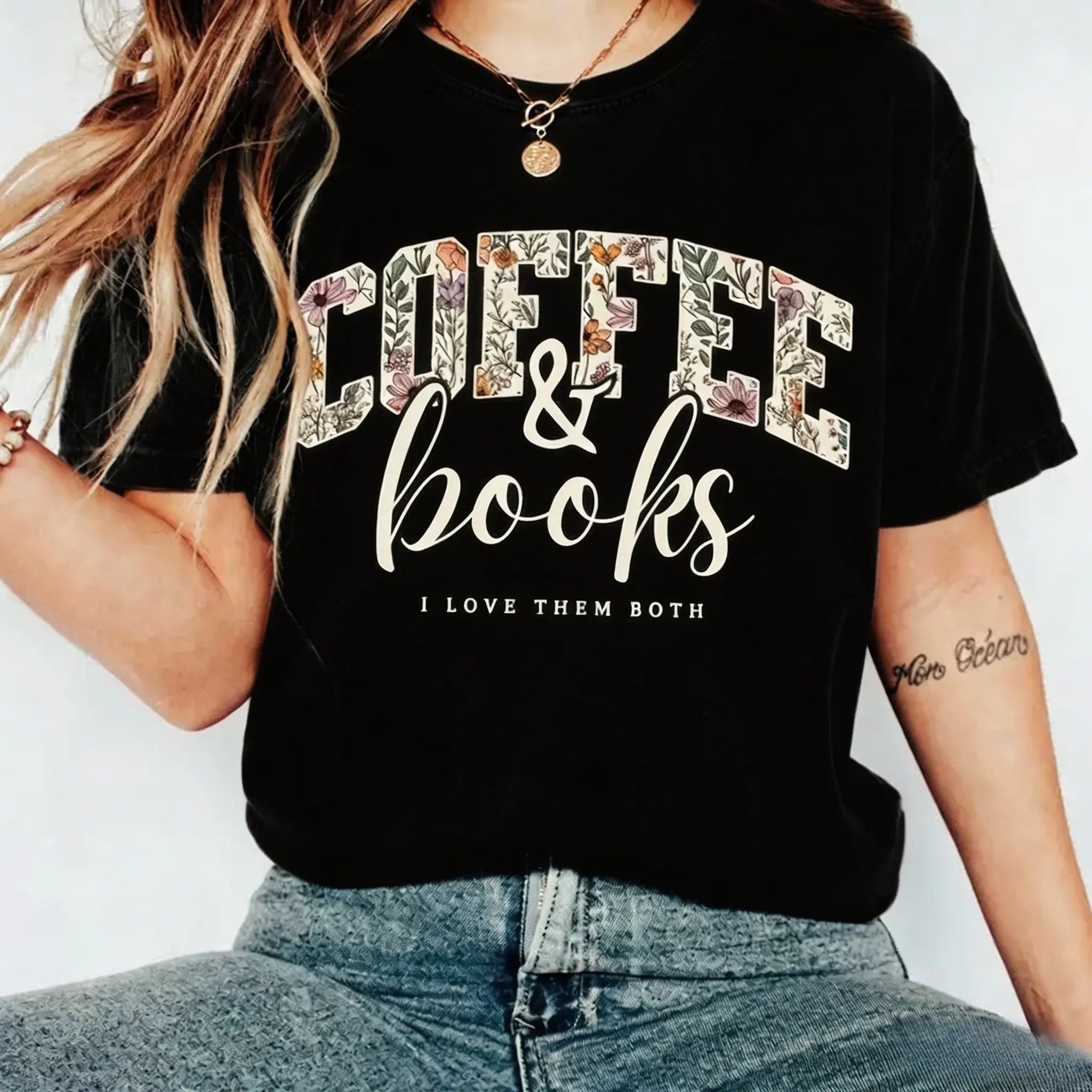 Coffee & Books tshirt, Cute Book Lover T-SHIRT, Book Club Shirt, Cozy Reader Gift, Teacher Back to School Graphic Crewneck,Unisex Vintage Graphic T-Shirt,back to school shopping
